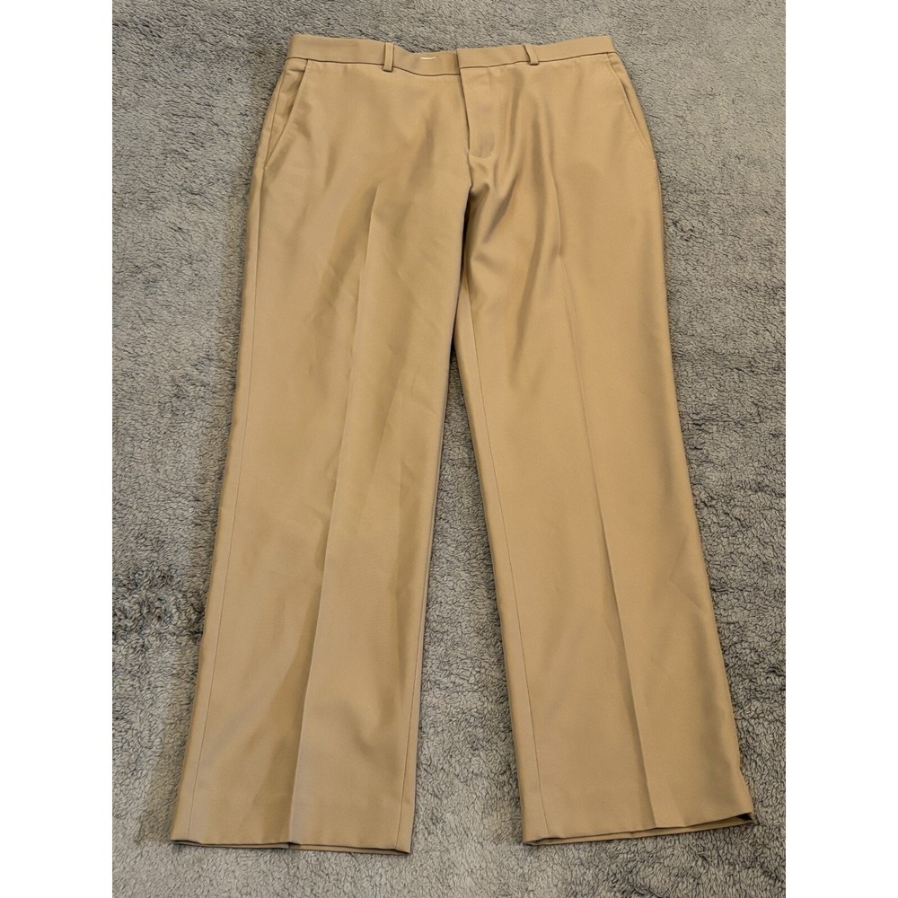 Walter Hagen Mens 34x30 Beige Chino Golf Pants Stretch Waist Flat Front Active